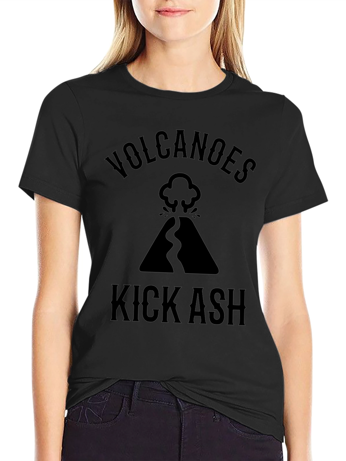 Volcanoes Kick Ash Black Graphic Tee