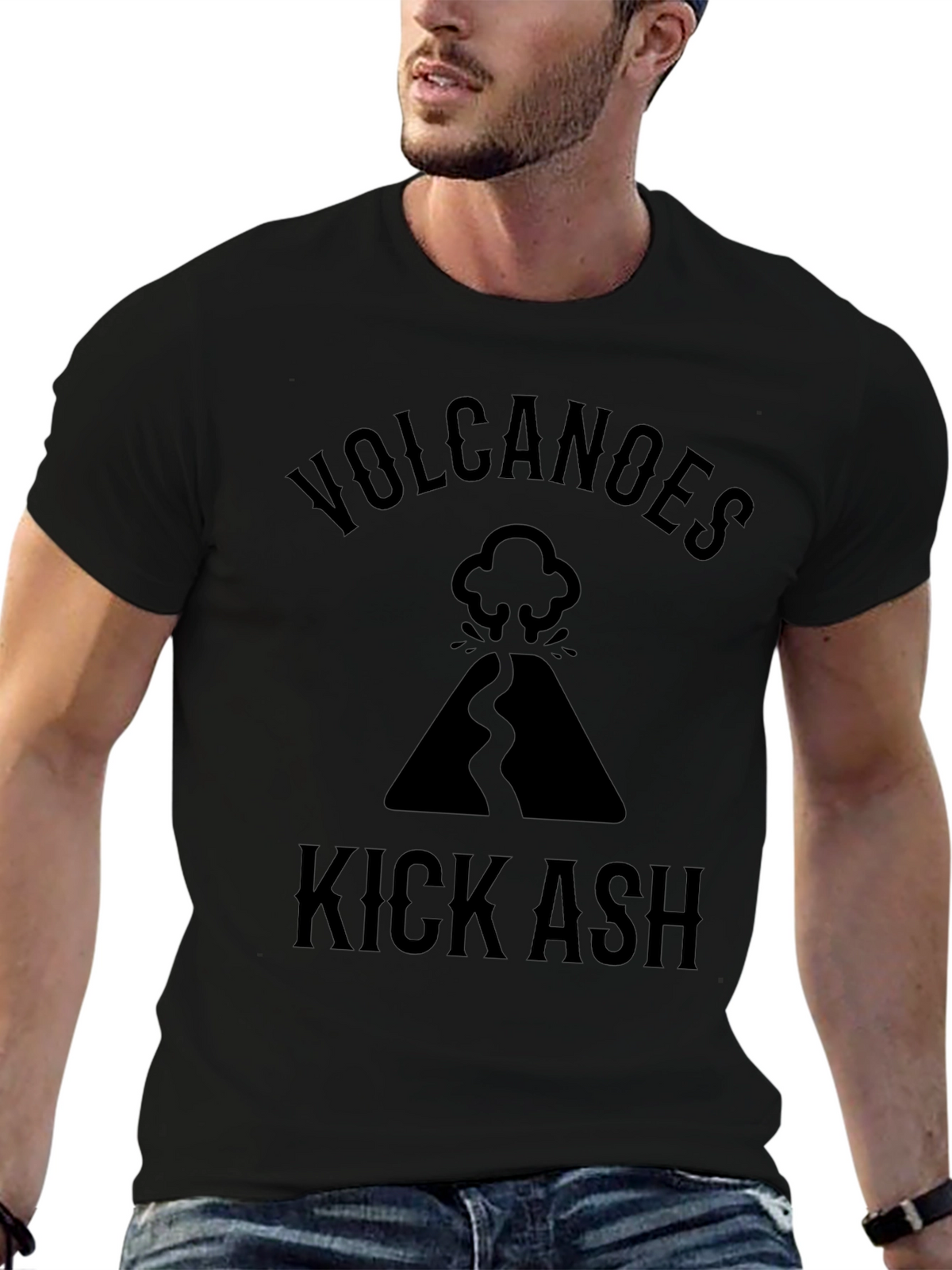 Volcanoes Kick Ash Black Graphic Tee