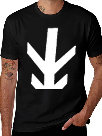 Geometric Arrow Graphic Tee - Black Cotton Shirt