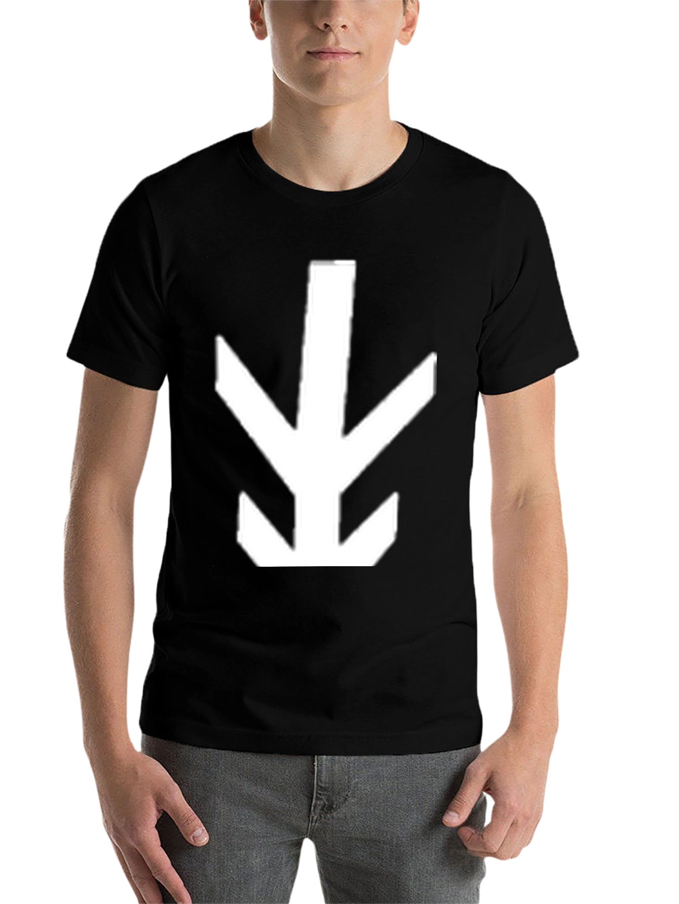 Geometric Arrow Graphic Tee - Black Cotton Shirt