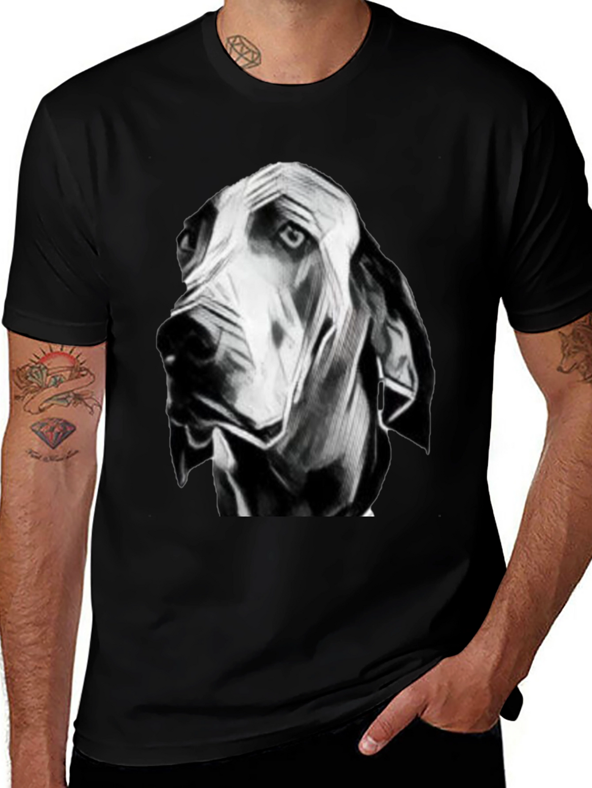 Dog Graphic Black T-Shirt for Men