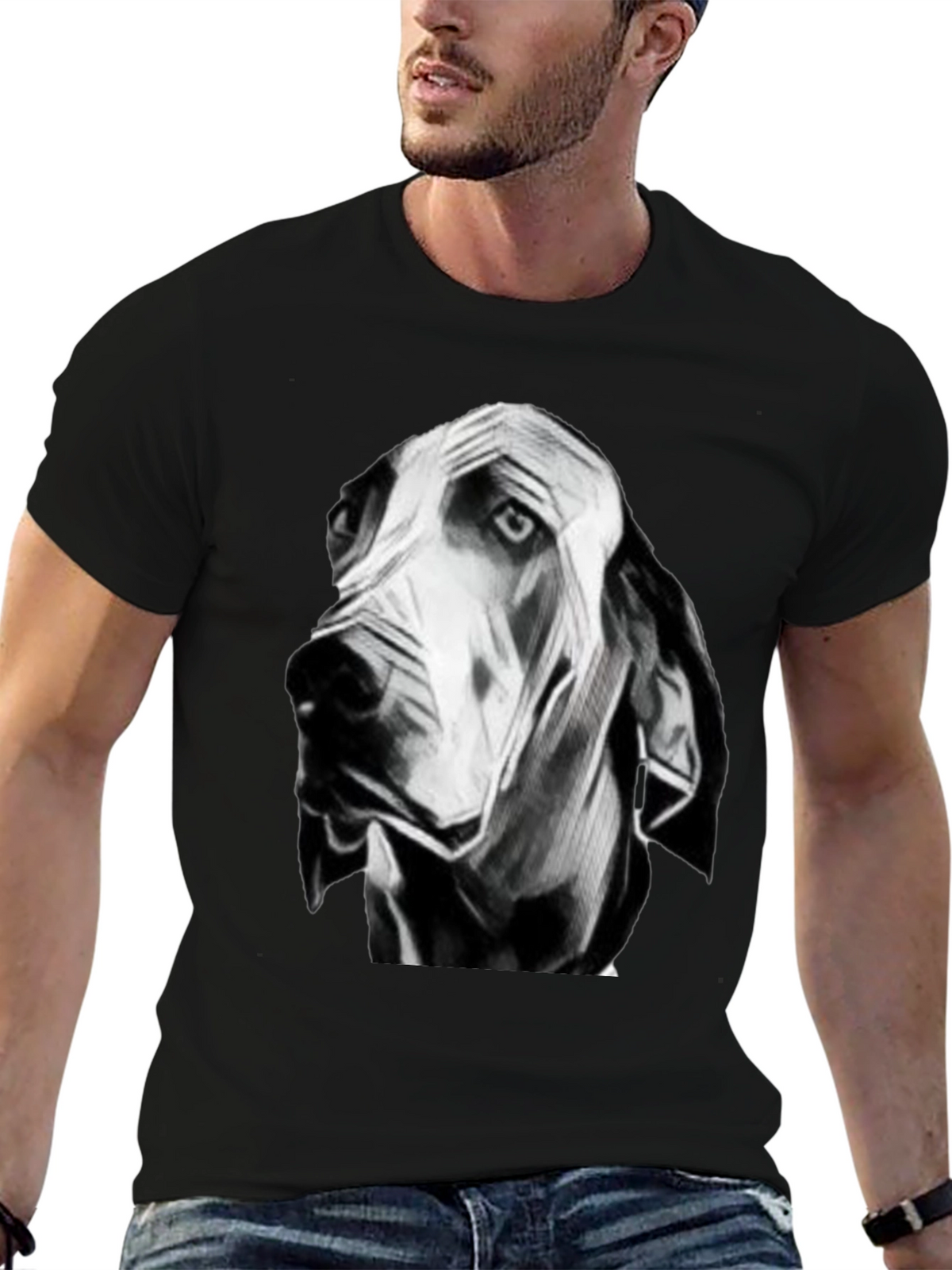 Dog Graphic Black T-Shirt for Men