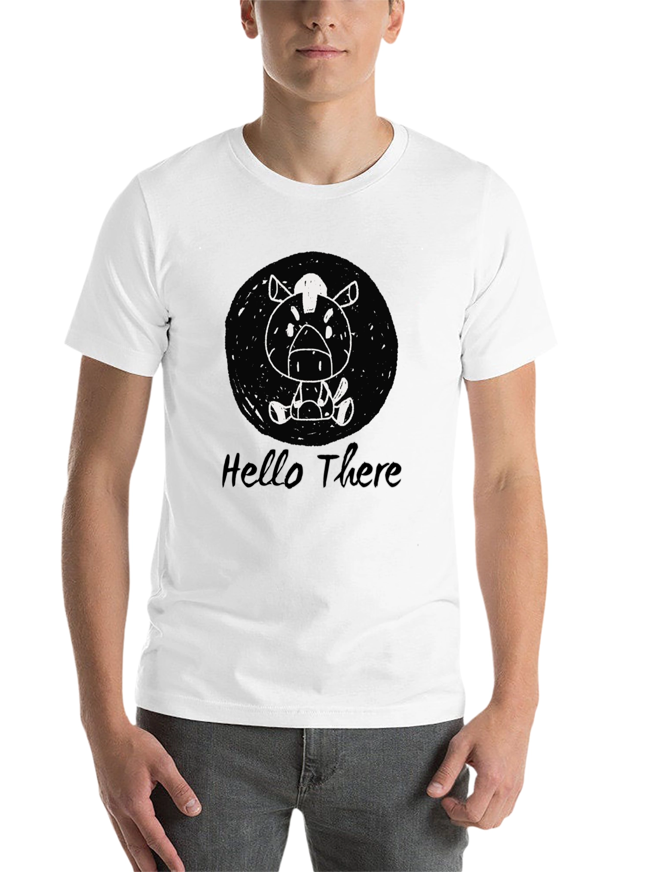 Cartoon Horse Black T-Shirt - Hello There Design