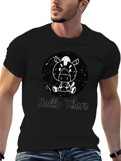 Cartoon Horse Black T-Shirt - Hello There Design