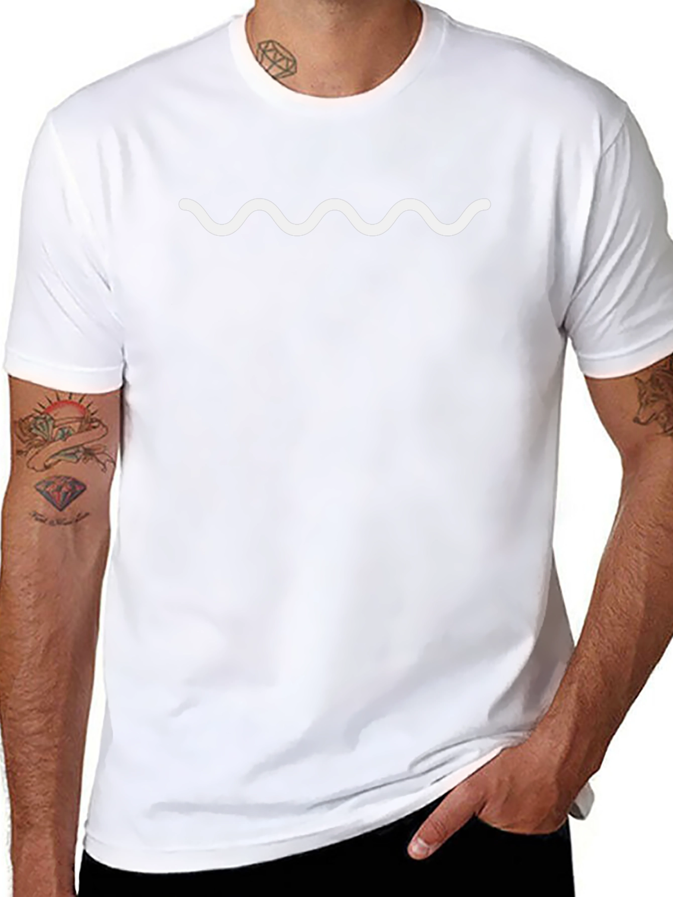 Black Tee with White Wave Graphic