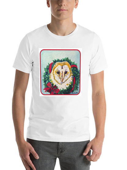 Festive Owl Wreath T-Shirt - Holiday Apparel