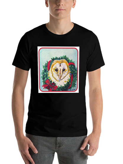 Festive Owl Wreath T-Shirt - Holiday Apparel