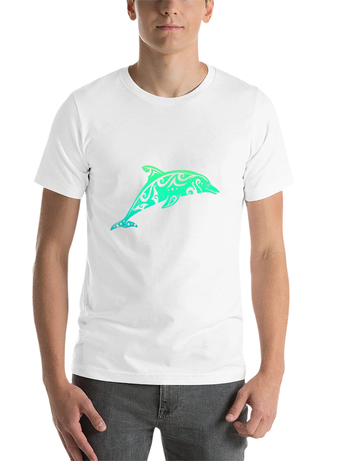 Tribal Dolphin Graphic Tee - Black Cotton T-Shirt