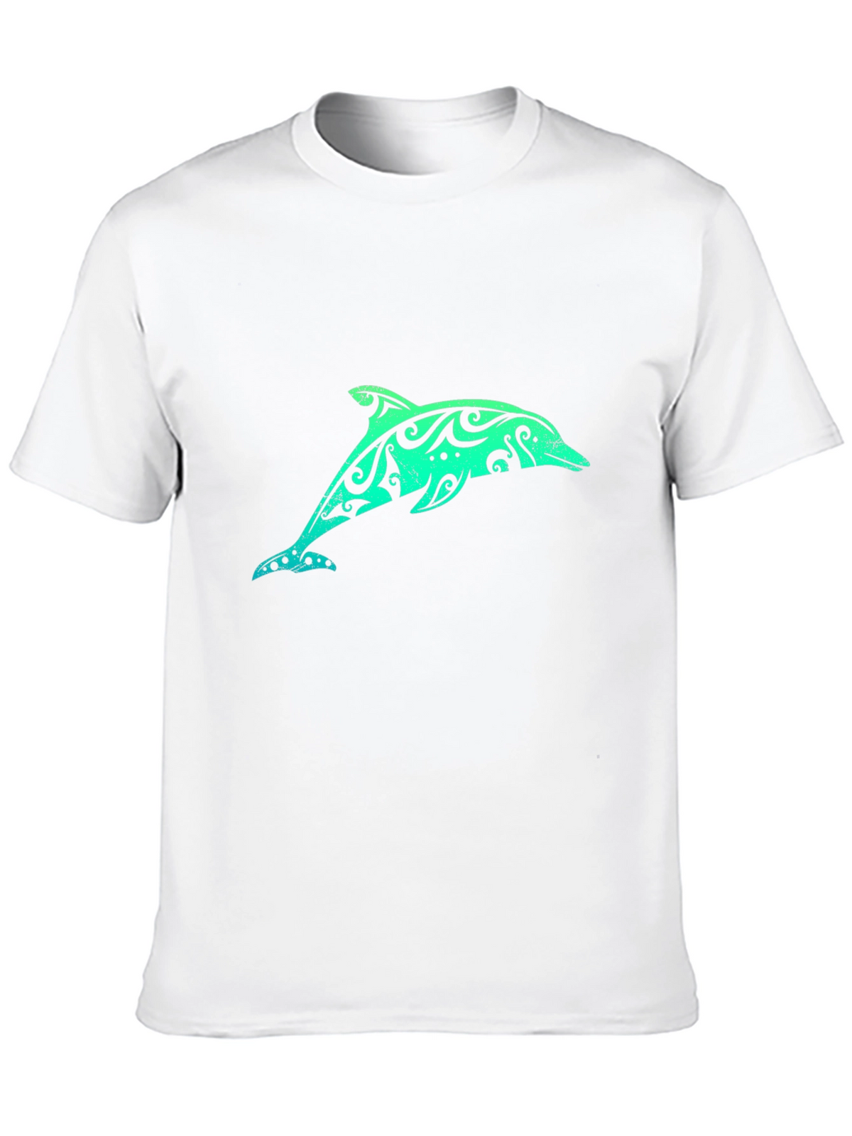 Tribal Dolphin Graphic Tee - Black Cotton T-Shirt