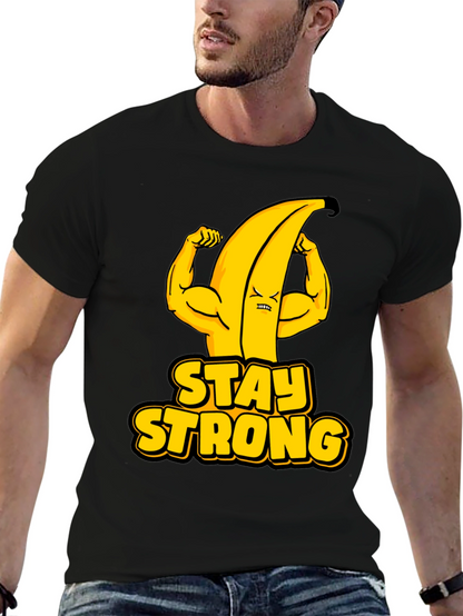 Stay Strong Banana Graphic Tee - Black Cotton T-Shirt