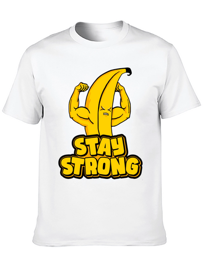 Stay Strong Banana Graphic Tee - Black Cotton T-Shirt