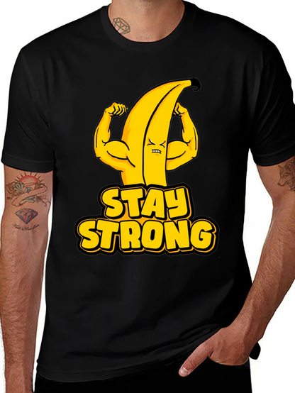 Stay Strong Banana Graphic Tee - Black Cotton T-Shirt