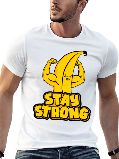 Stay Strong Banana Graphic Tee - Black Cotton T-Shirt