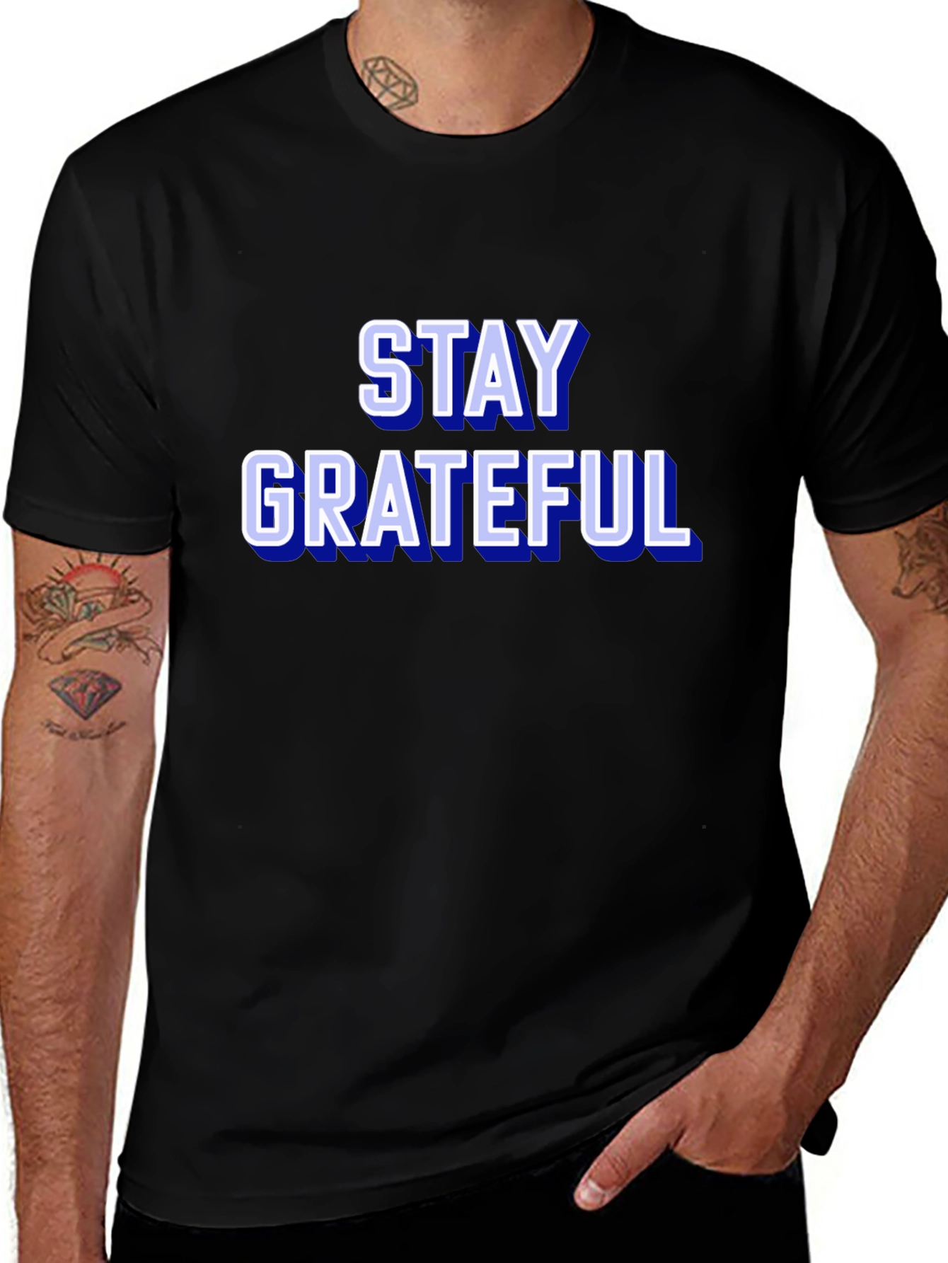 Stay Grateful Graphic Tee - Trendy Black T-Shirt