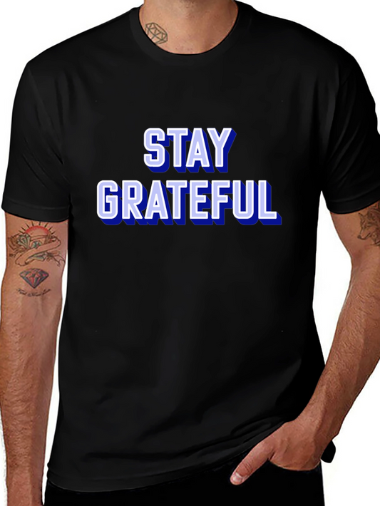 Stay Grateful Graphic Tee - Trendy Black T-Shirt