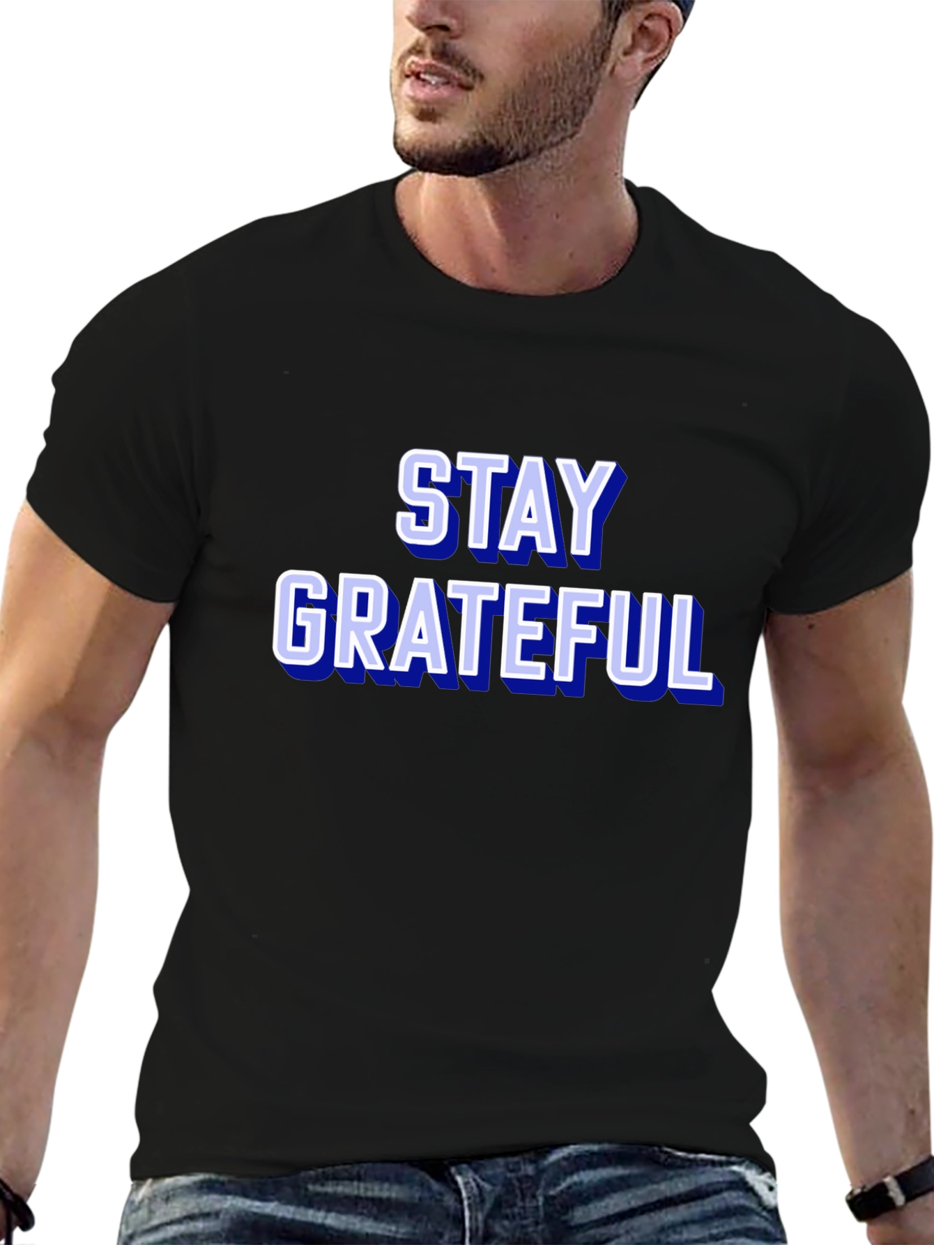 Stay Grateful Graphic Tee - Trendy Black T-Shirt