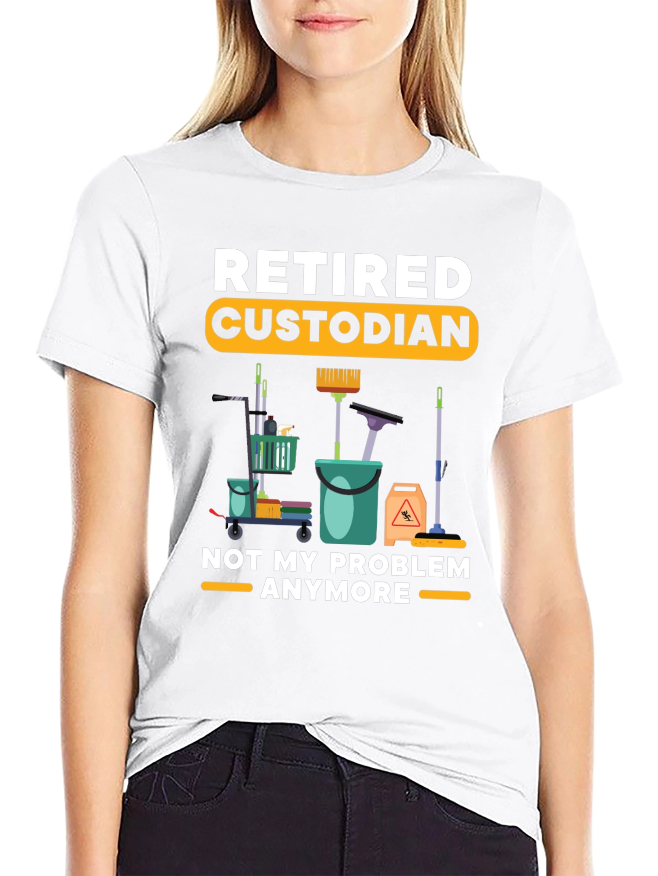 Retired Custodian T-Shirt Cleaning Crew Humor Tee