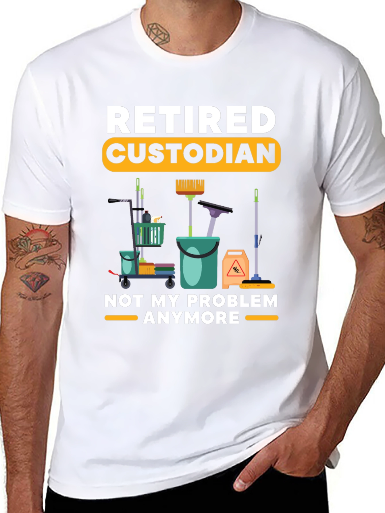 Retired Custodian T-Shirt Cleaning Crew Humor Tee