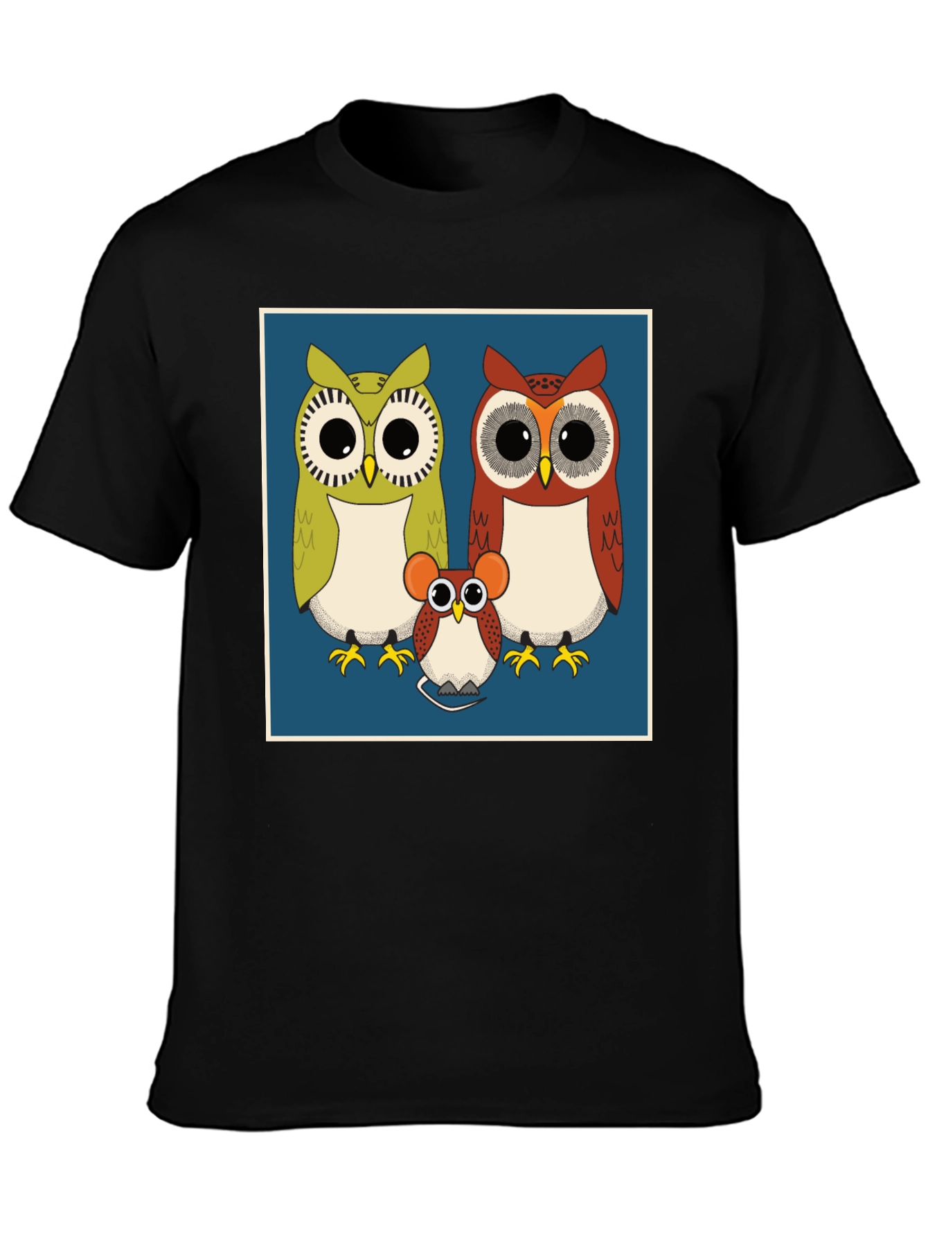 Owl Family Graphic Tee - Cute Cartoon Print T-Shirt