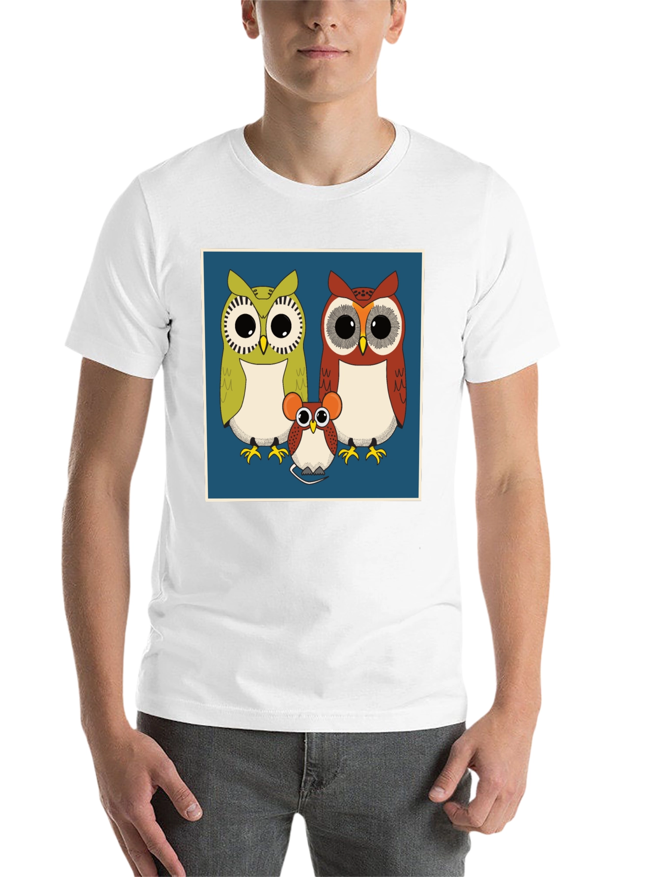 Owl Family Graphic Tee - Cute Cartoon Print T-Shirt
