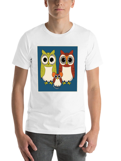 Owl Family Graphic Tee - Cute Cartoon Print T-Shirt