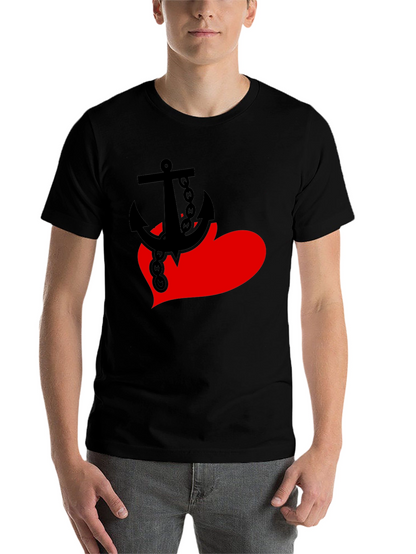 Anchor Heart Graphic Tee - Black Cotton Blend