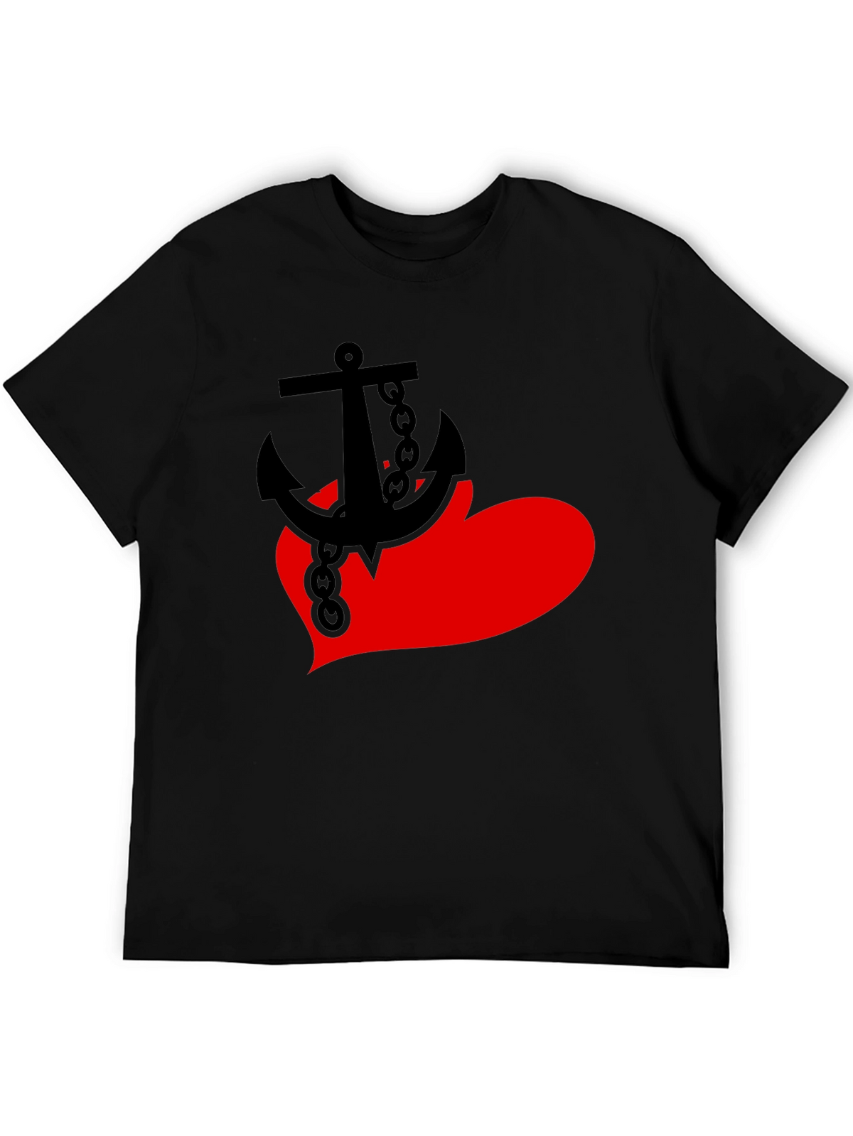 Anchor Heart Graphic Tee - Black Cotton Blend