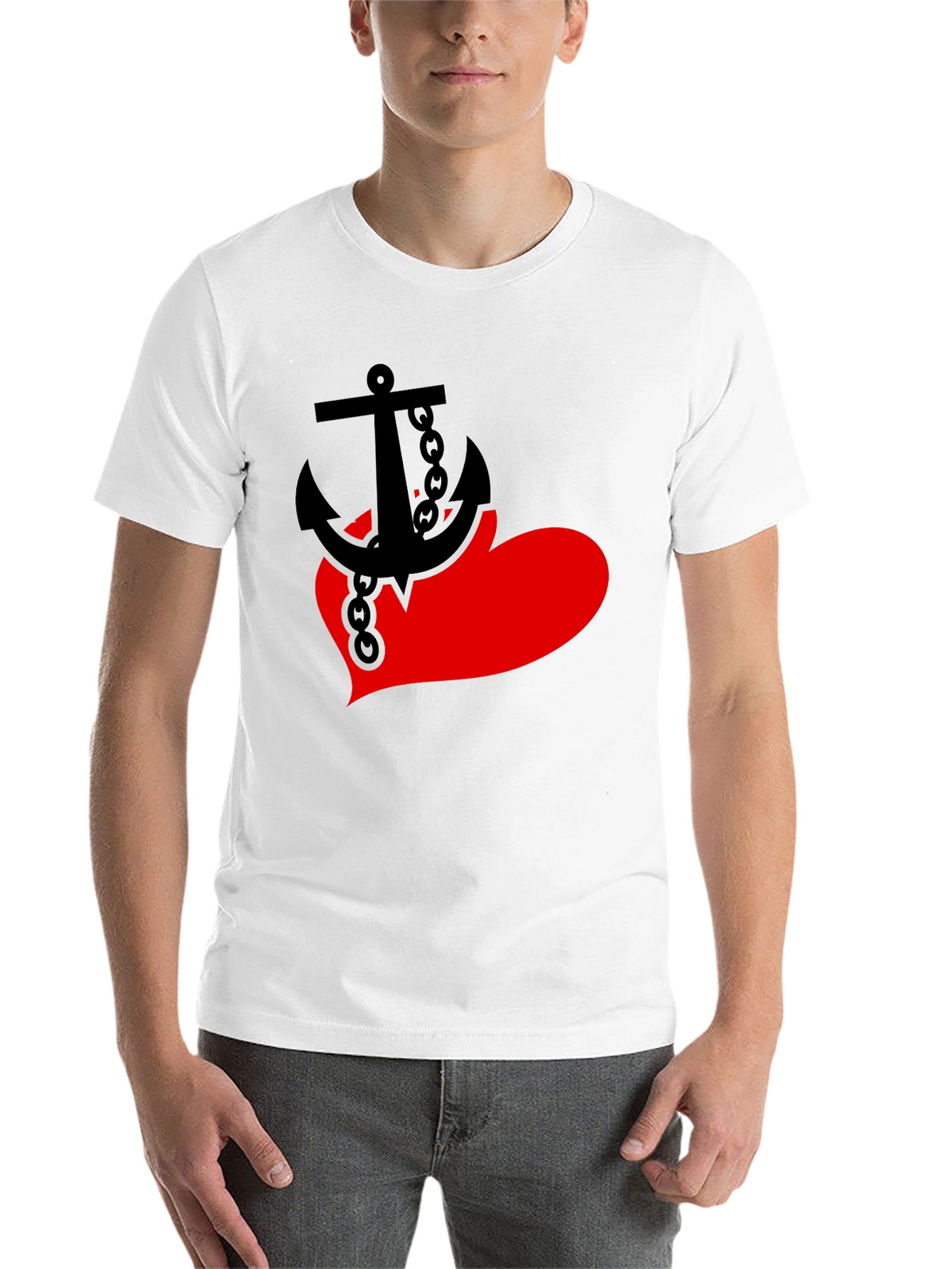 Anchor Heart Graphic Tee - Black Cotton Blend