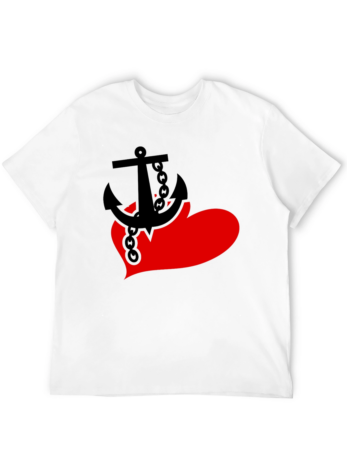 Anchor Heart Graphic Tee - Black Cotton Blend
