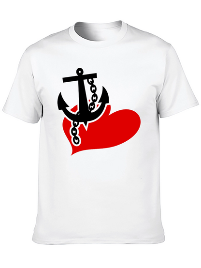 Anchor Heart Graphic Tee - Black Cotton Blend