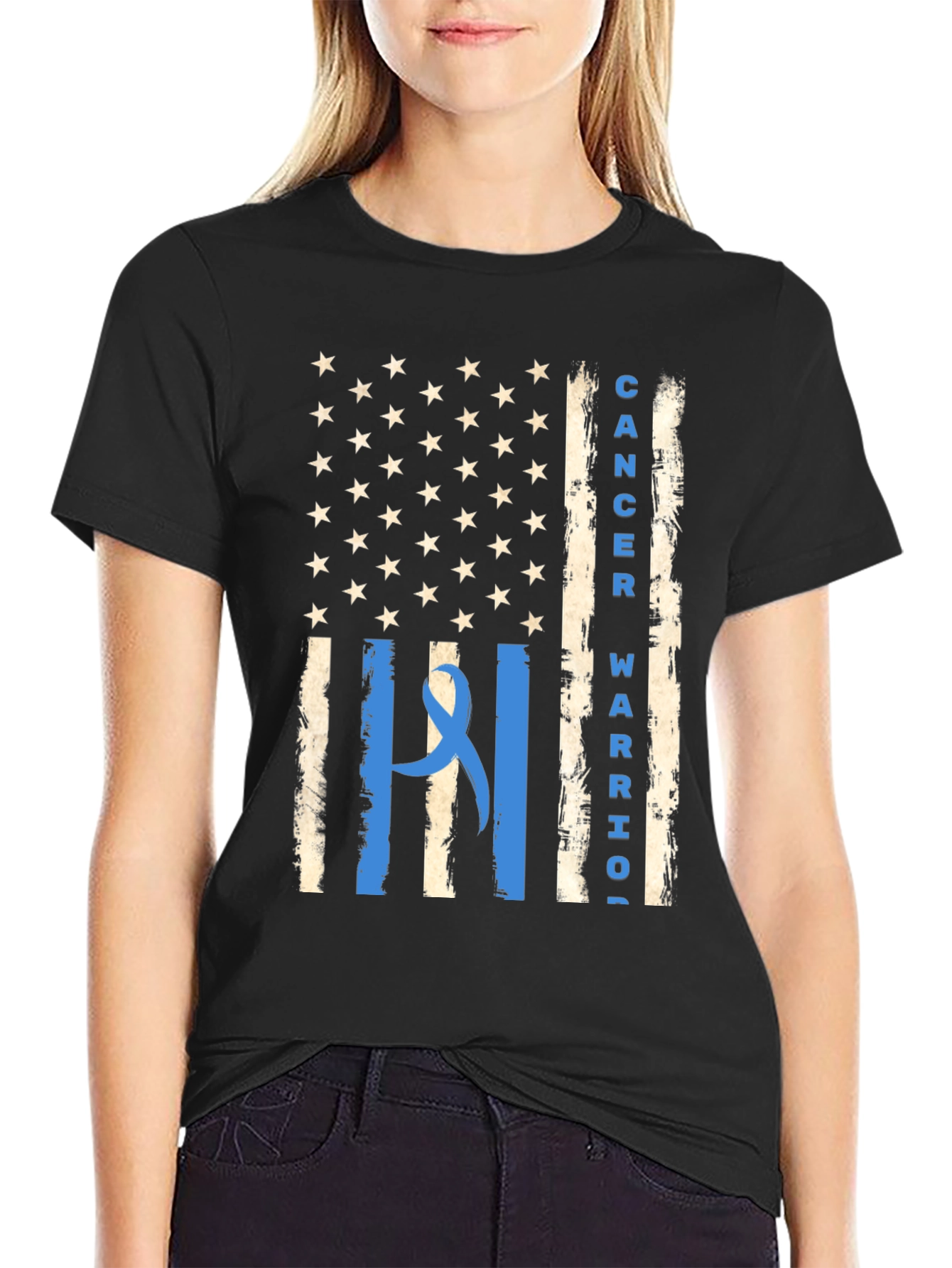 Cancer Warrior American Flag Graphic Tee