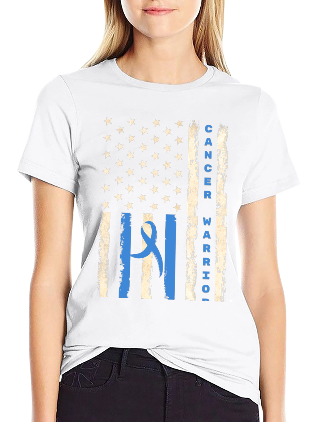 Cancer Warrior American Flag Graphic Tee