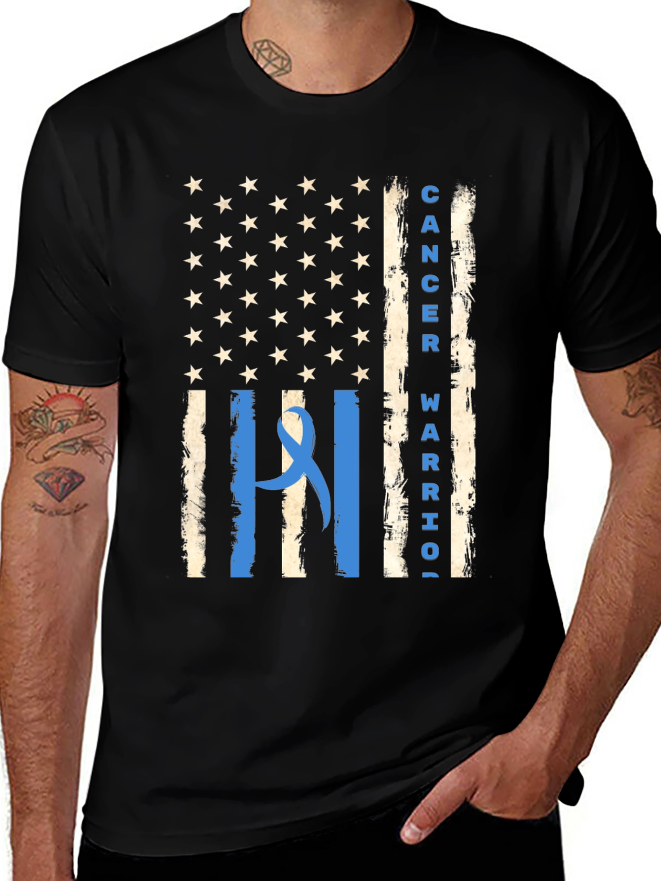 Cancer Warrior American Flag Graphic Tee