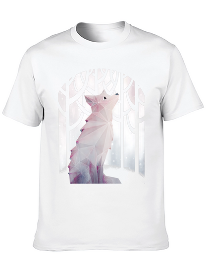 Geometric Wolf Graphic T-Shirt - Stylish Mens Tee