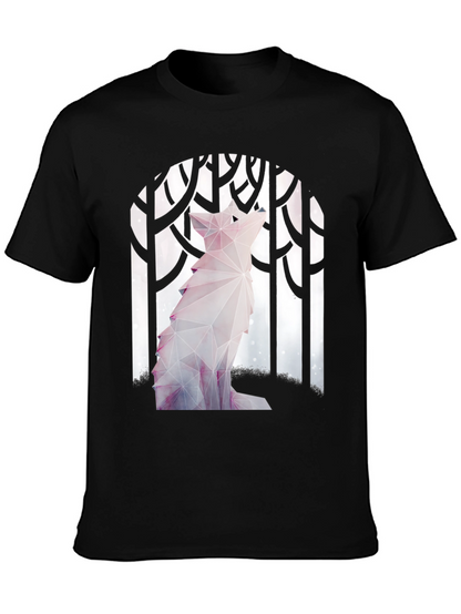 Geometric Wolf Graphic T-Shirt - Stylish Mens Tee