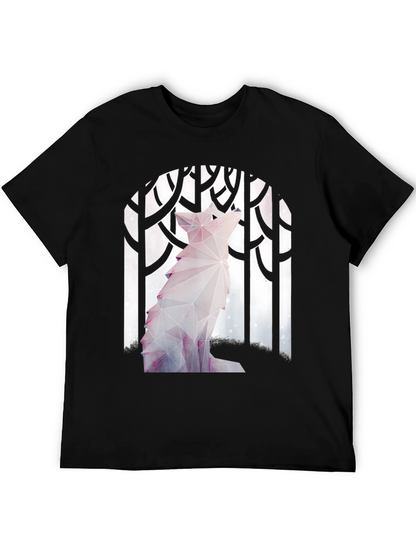Geometric Wolf Graphic T-Shirt - Stylish Mens Tee