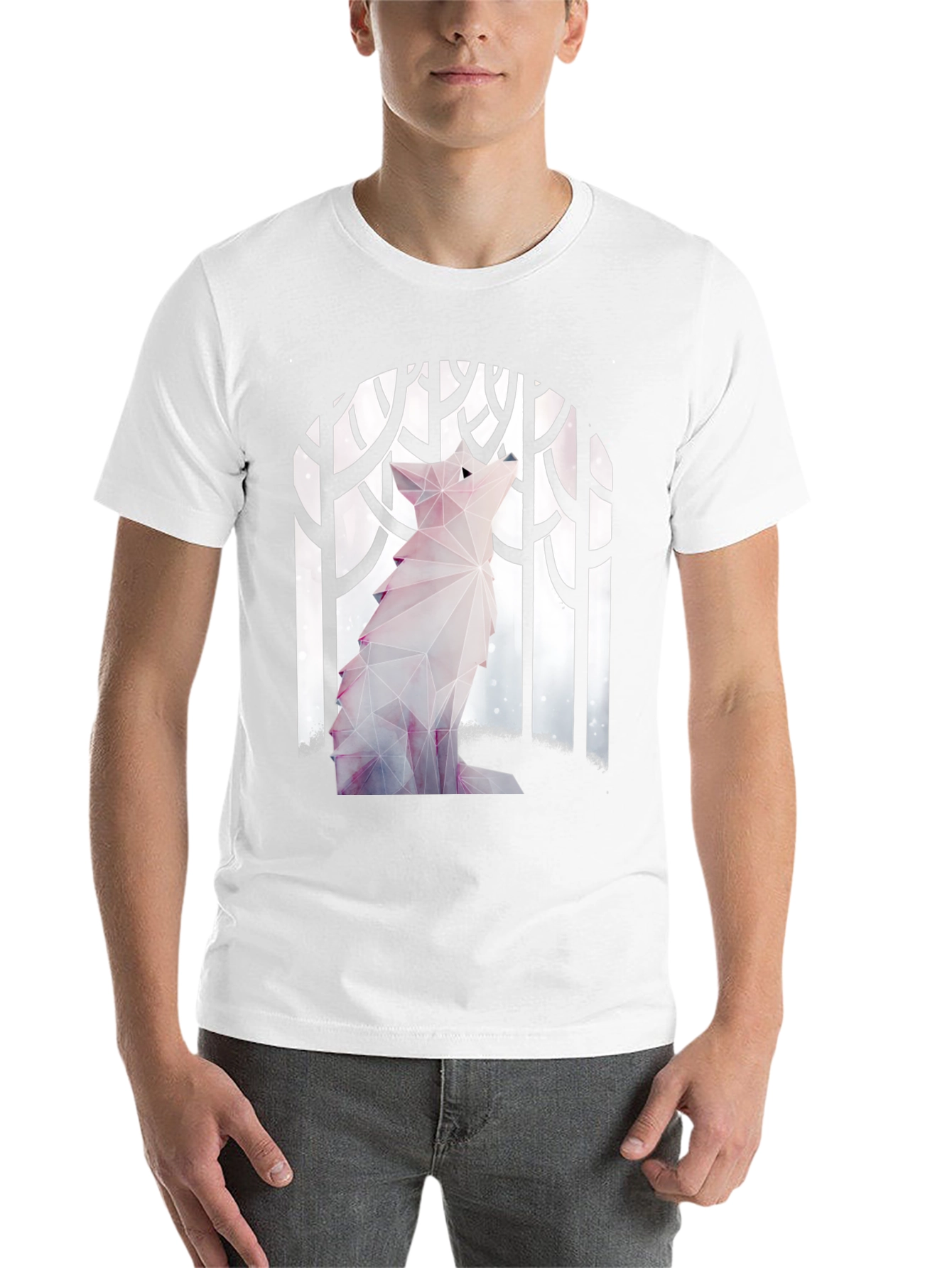Geometric Wolf Graphic T-Shirt - Stylish Mens Tee