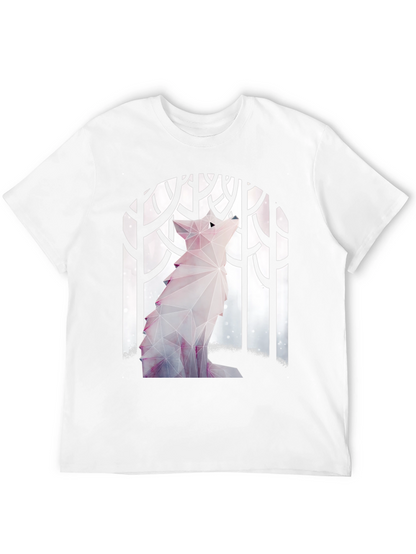 Geometric Wolf Graphic T-Shirt - Stylish Mens Tee