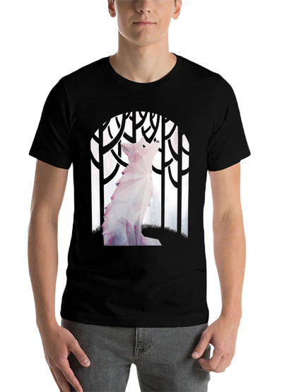 Geometric Wolf Graphic T-Shirt - Stylish Mens Tee