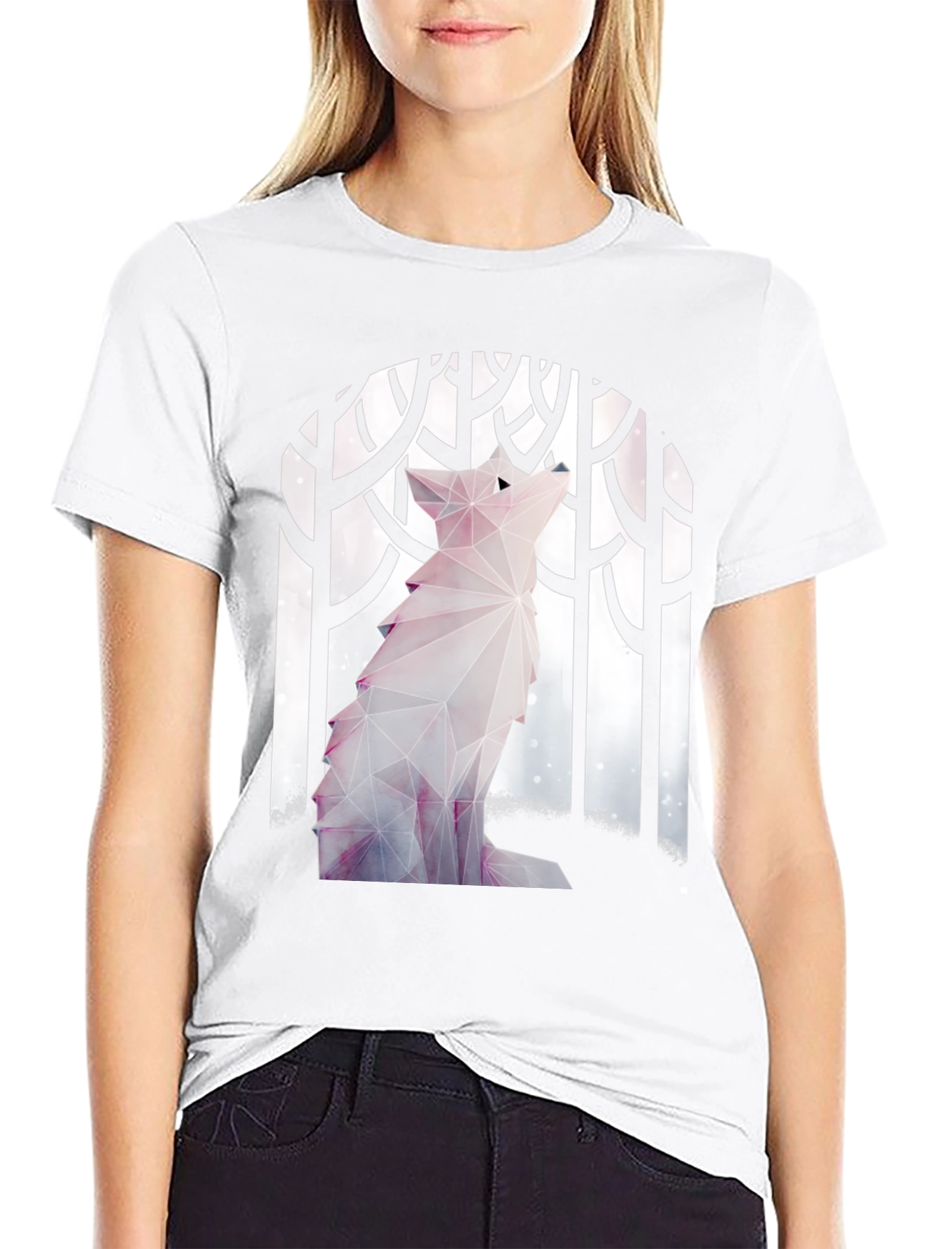 Geometric Wolf Graphic T-Shirt - Stylish Mens Tee