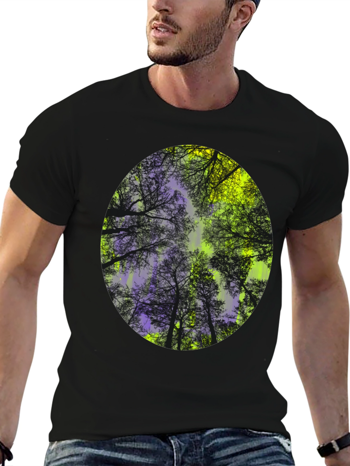 Nature Print Black T-Shirt