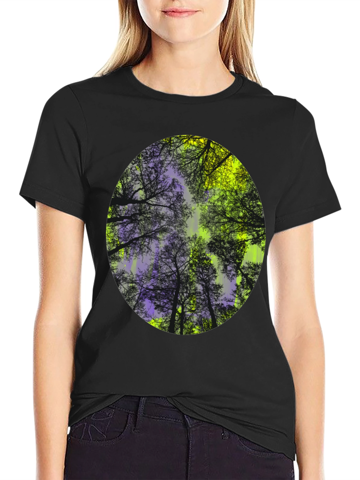 Nature Print Black T-Shirt