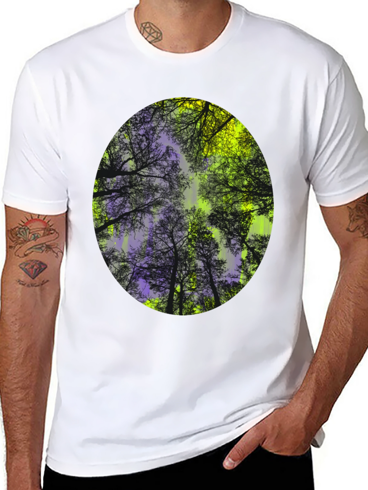 Nature Print Black T-Shirt