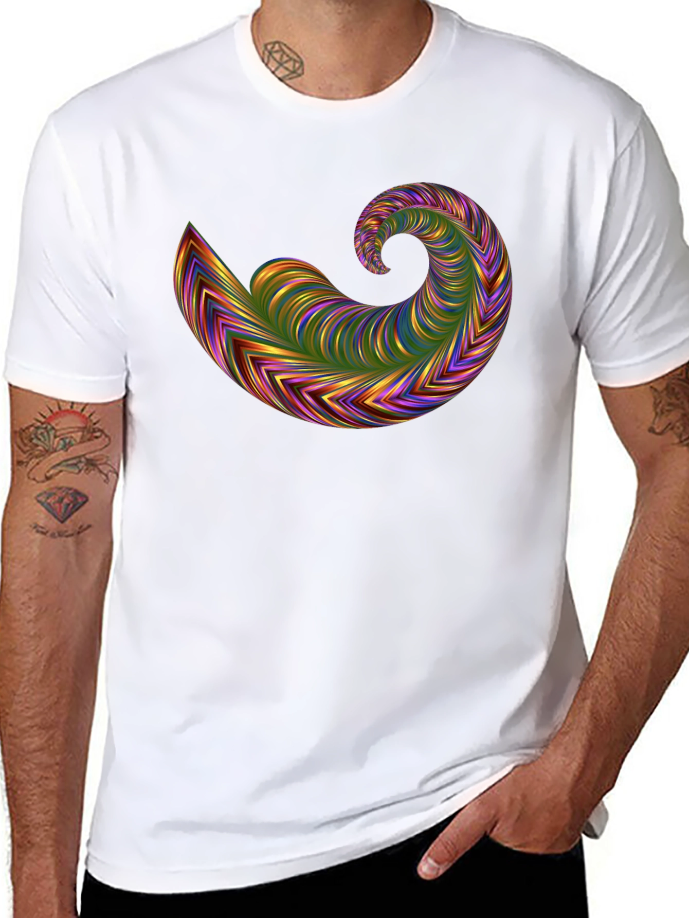 Abstract Swirl Graphic Tee - Bold Black