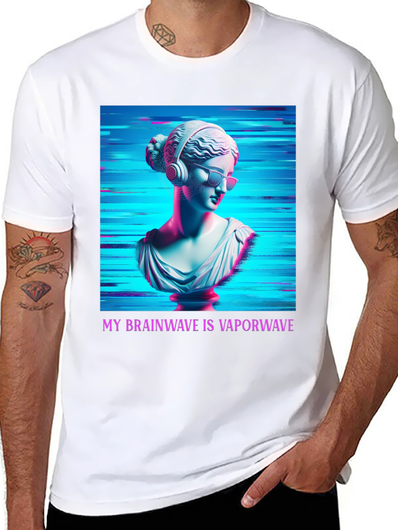 Vaporwave Brain T-Shirt - Aesthetic Greek Bust