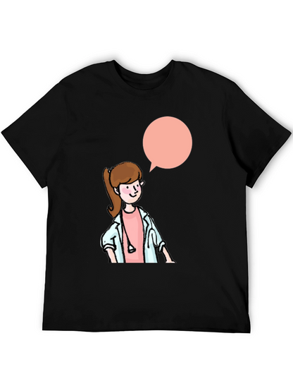 Cartoon Doctor Graphic Black T-Shirt
