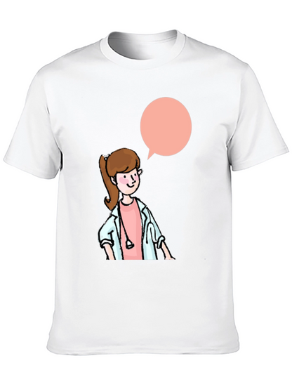 Cartoon Doctor Graphic Black T-Shirt