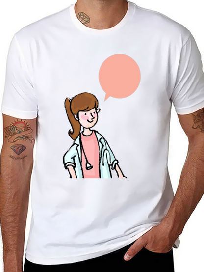 Cartoon Doctor Graphic Black T-Shirt