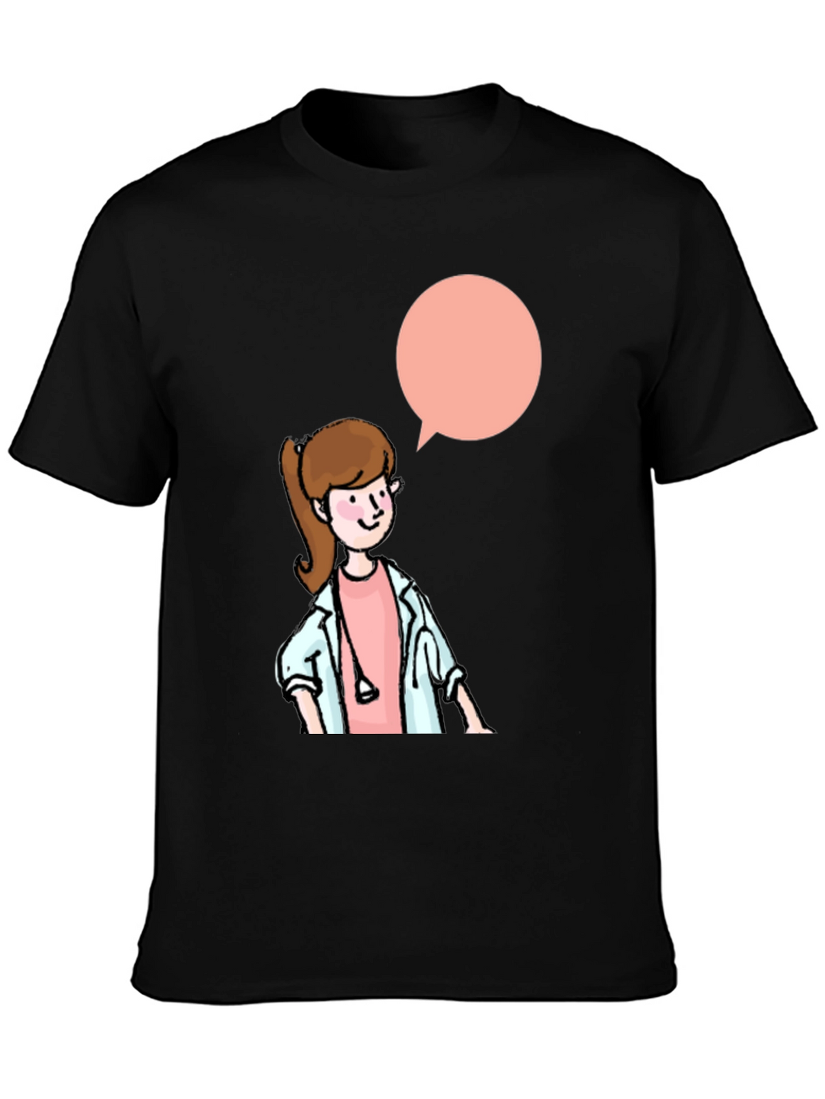 Cartoon Doctor Graphic Black T-Shirt