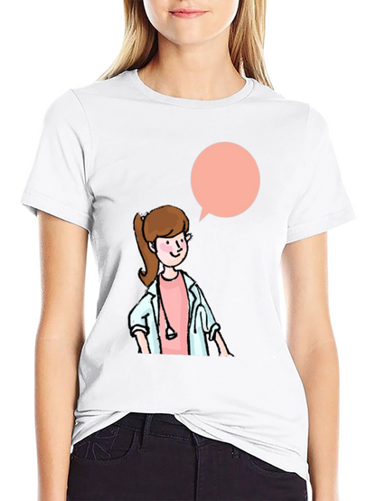 Cartoon Doctor Graphic Black T-Shirt